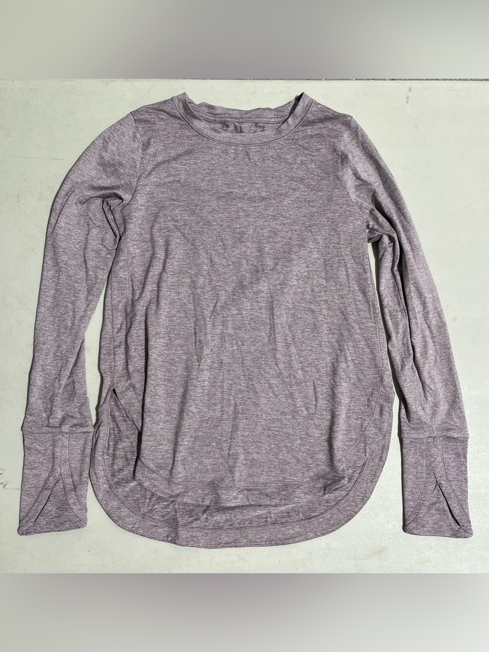 Athleta Lavender Heather Long Sleeve Crewneck Top